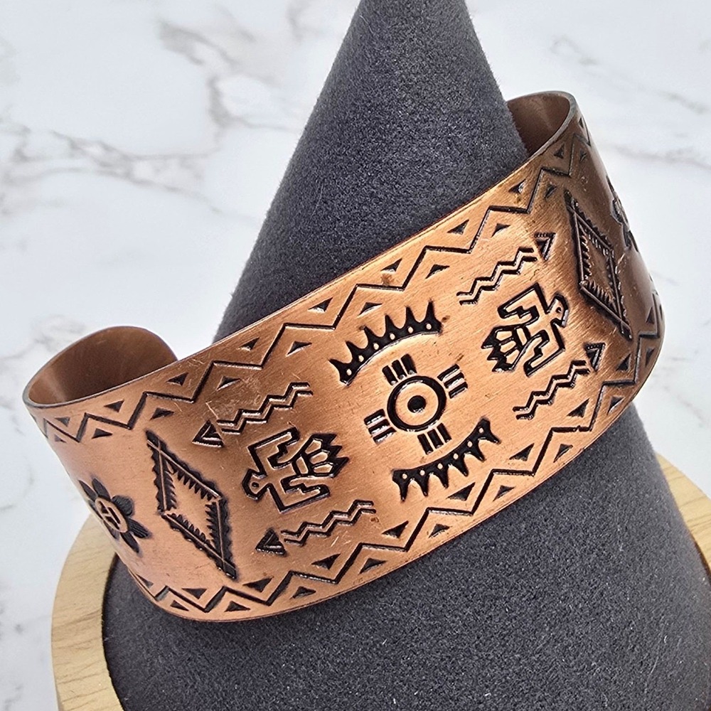 Bell Trading Post Solid Copper Thunderbird Cuff Bracelet Southwestern Stamped